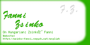 fanni zsinko business card